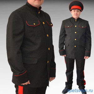 Костюм парадный для кадетов КАЗАКОВ курсантов Россия черный отделка ц